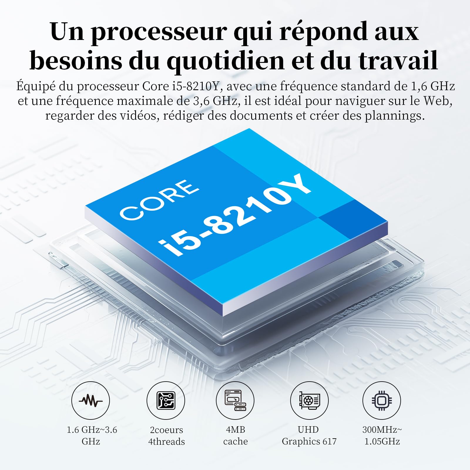 Ordinateur Portable 15,3" Core i5 (Jusqu'à 3,6 GHz),24 Go RAM 512 Go SSD, PC Portable, Écran 1920x1200 100% sRGB avec HDMI et USB-A, Autonomie Prolongée