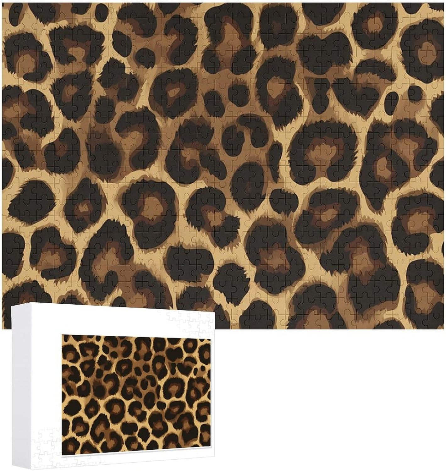 Leopard Print Puzzles for Adults 500 PCS Wooden Jigsaw Puzzle Wall Decor Christmas
