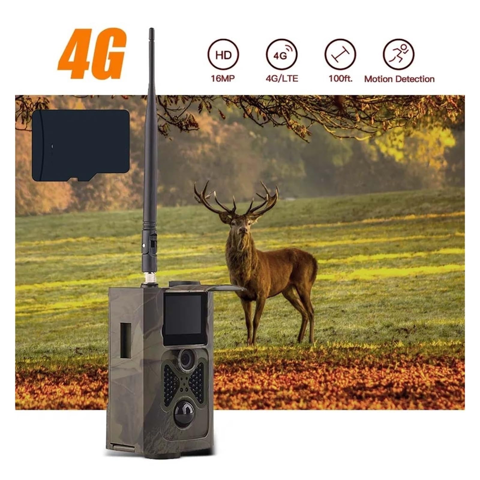 Kamera leśna, Kamera Myśliwska 4G Trail HC-550LTE 20MP Zdjęcie Śledzenie Wideo Kamery Do Gier Pułapka Nadzór Noktowizyjna(With 32GB card)