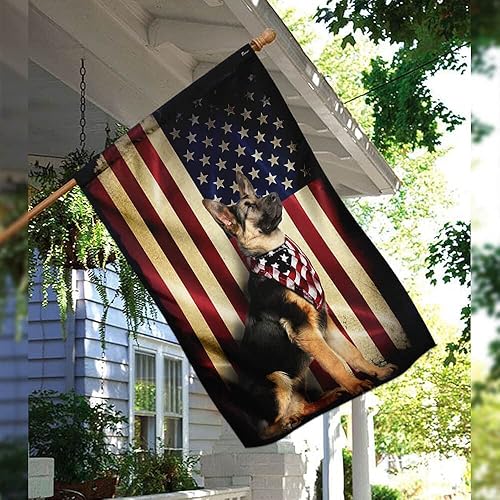 Miniatura 7 de FLAGWIX Bandera de perro pastor alemán de doble cara  Banderas de perro patriota americano  Decoración para el hogar, exterior, bandera patriótica