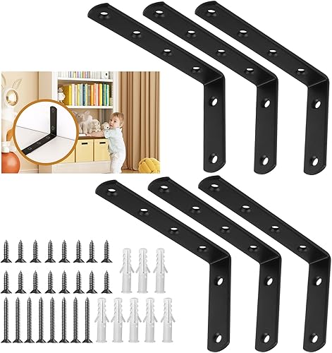 6 anclajes de pared para muebles, antipuntas, a prueba de bebés, para asegurar la seguridad, 400 libras, estantería de tocador a la pared, kit de