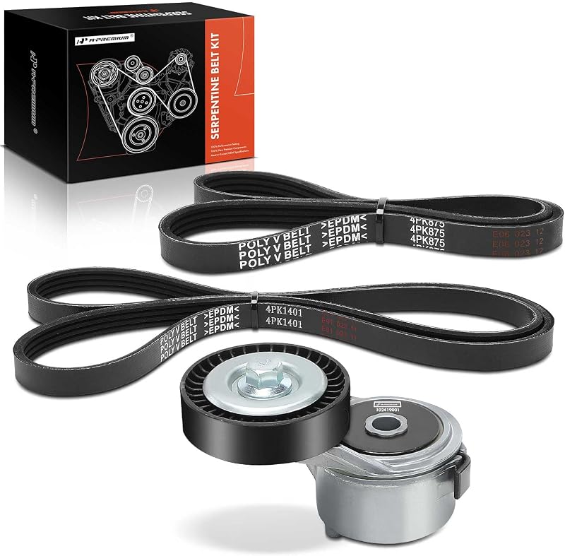 Kit de correia serpentina e tensionador A-Premium para Chrysler PT Cruiser e Dodge Neon – Conjunto com 2 correias