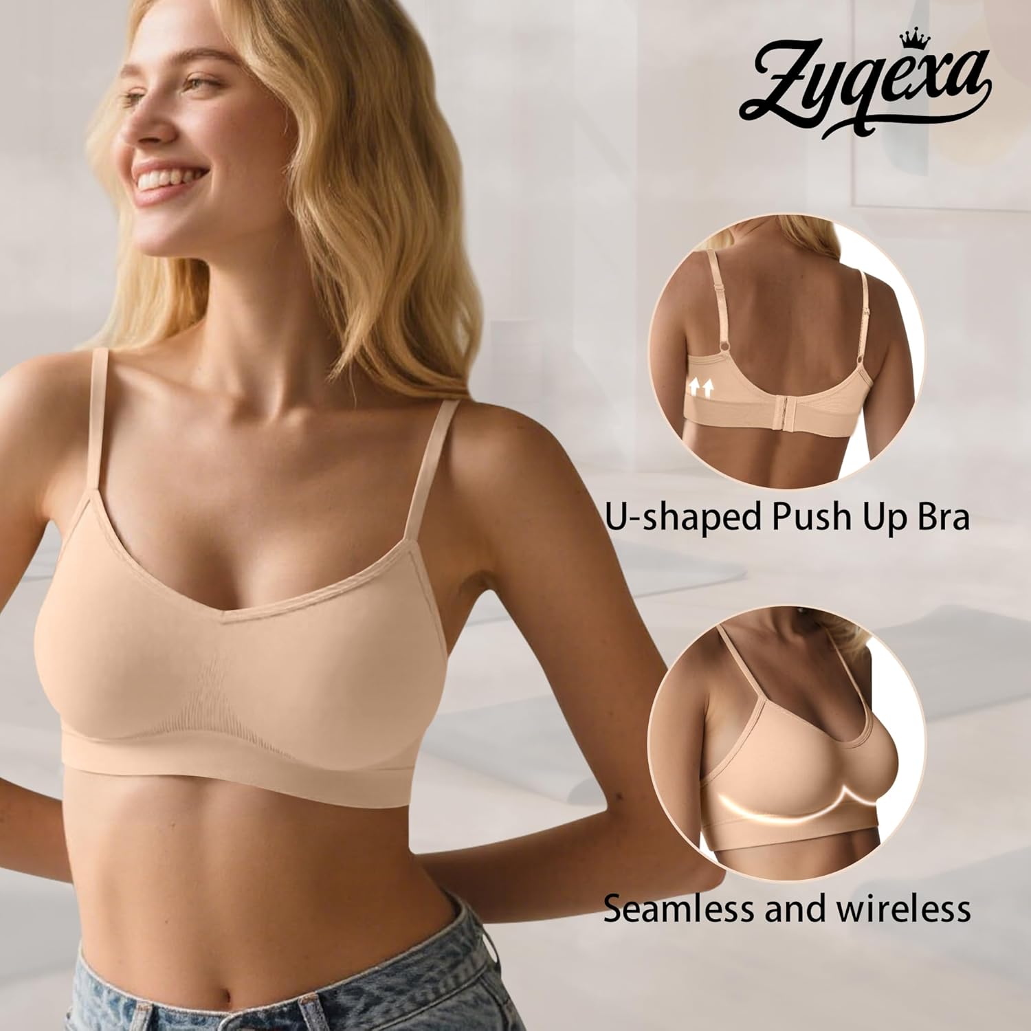 3 Pieces Sports Bras for Women - Wireless Padded Bralette Women's Seamless Bras Comfy Cami Bra Pack Yoga Sleep - Image 2