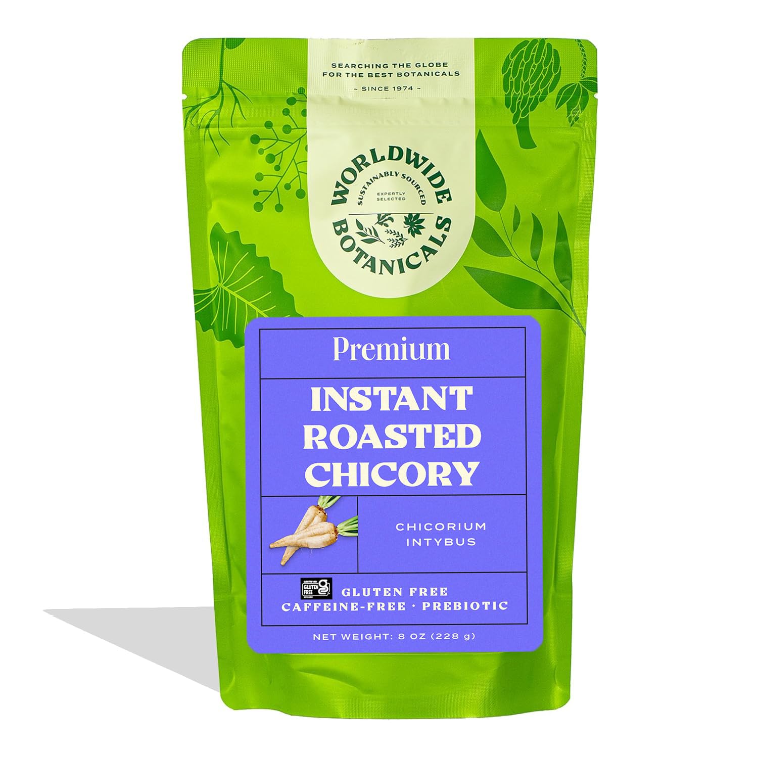 Worldwide Botanicals Instant Chicory Root, 114 servings – Caffeine-free Coffee Alternative - Blend Instant Chicory with Coffee, Prebiotic, Acid-Free,