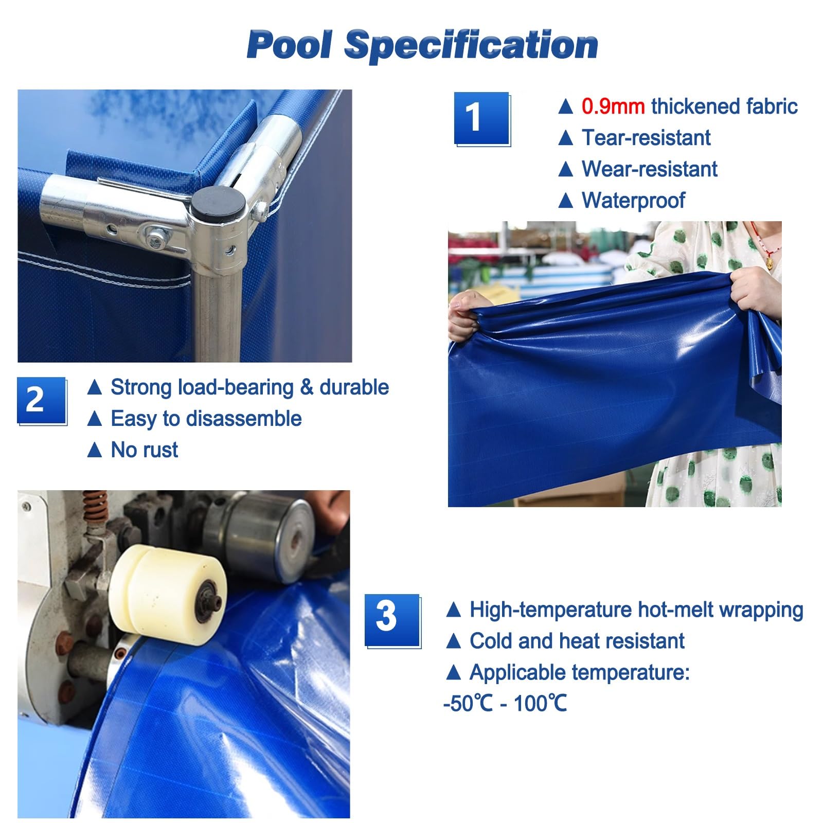 Generico Kit Piscina Fuori Terra Rettangolare con Struttura in Metallo, Piscina per Esterni Adatta alle Famiglie, capacità 1800 Litri, Serbatoi d'Acqua multifunzionali, Anti-Perdita, Altezza 2,6 Pied