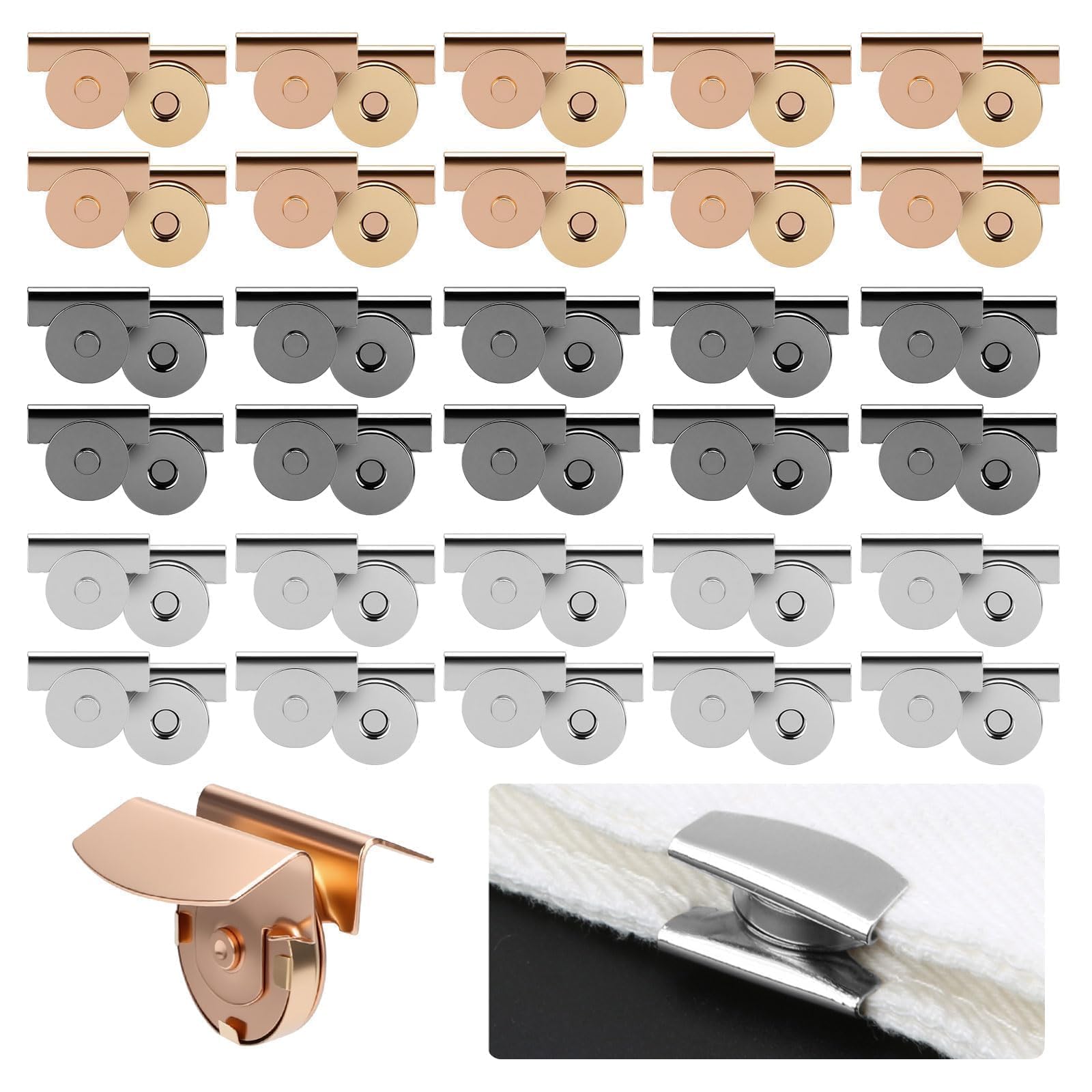 EEEKit 30 Sets Magnetic Snap Buttons for Bags, Magnetic Clasp for Handbags