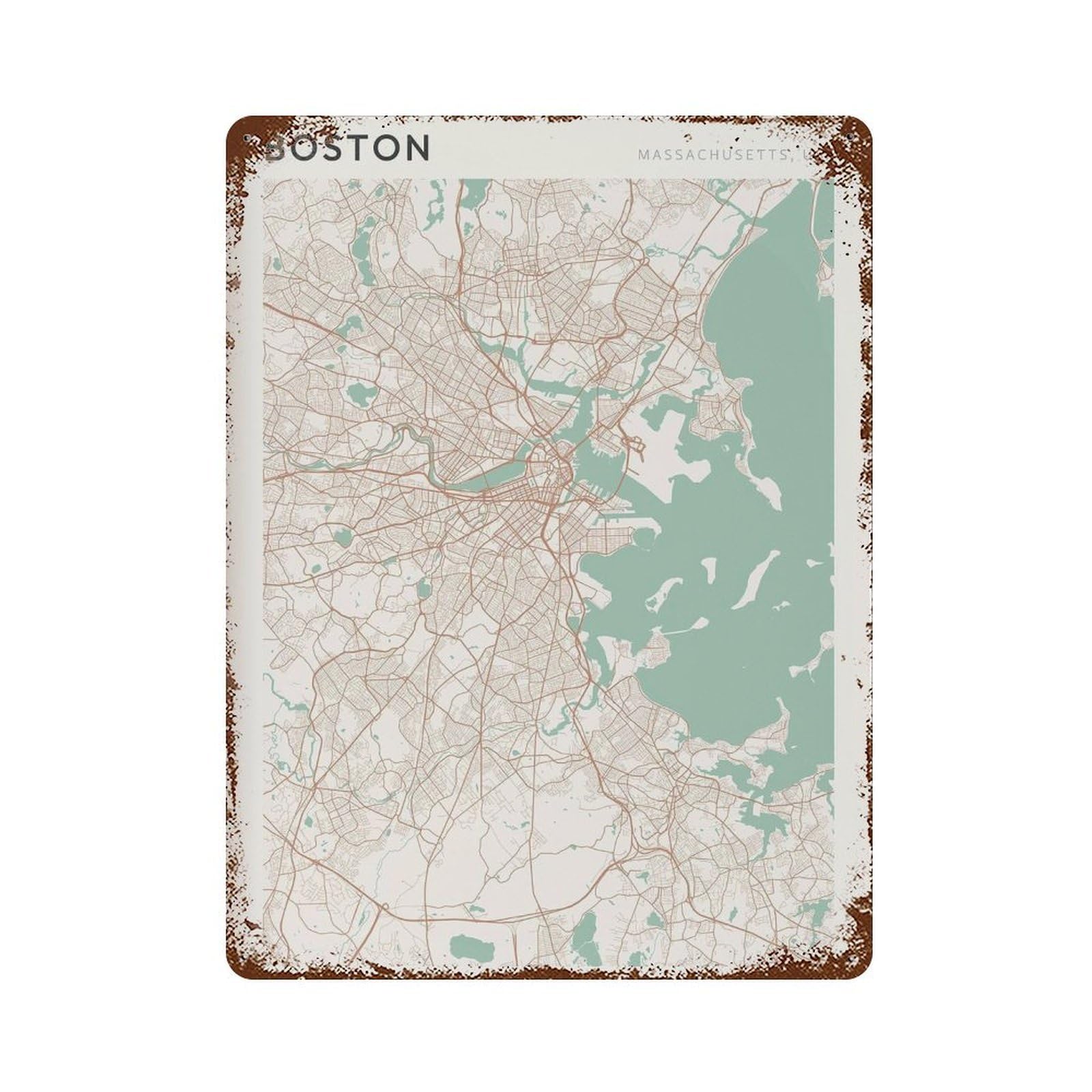 xiaoxiaoshen Boston Map City USA Massachusetts (2) Wall Decor Art Metal Tin Poster Modern Home Decor Art Home Bar Shop Decorations Vintage Sign 40x30cm