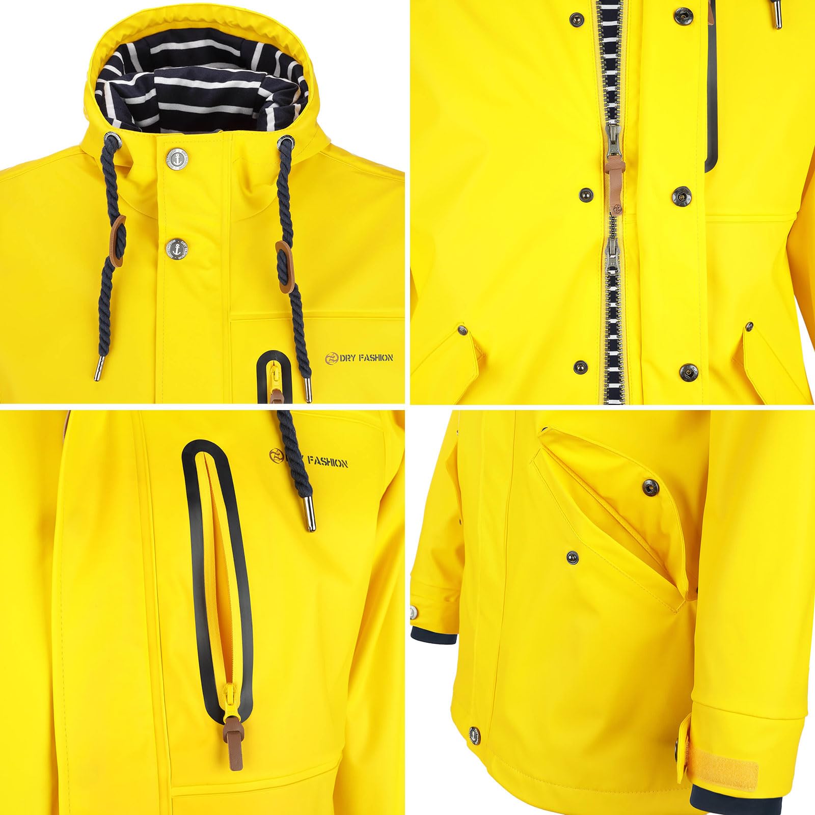 Dry Fashion Herren PU-Parka Lübeck - Regenjacke Herren Wasserdicht Winddicht Reißverschluss Outdoor Jacke Männer in Navy Größe M