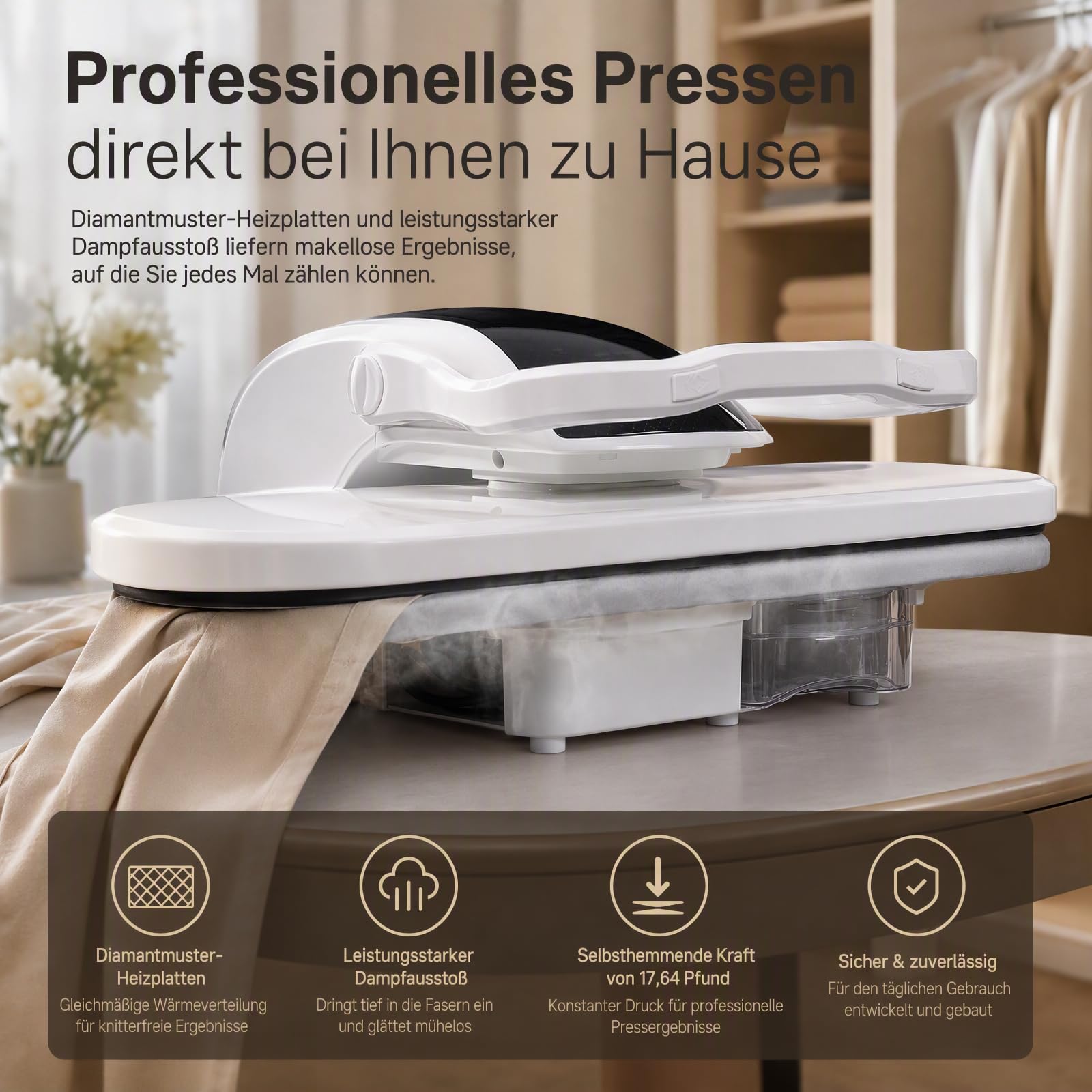 Intelligente Dampfpresse, 2200W 220-240V Professionell Dampfbügelpresse Elektrisch Intelligente BüGelmaschine Digitale Dampfpresse mit Touchscreen für Ihrer Wohnung Einem Bekleidungsgeschäft