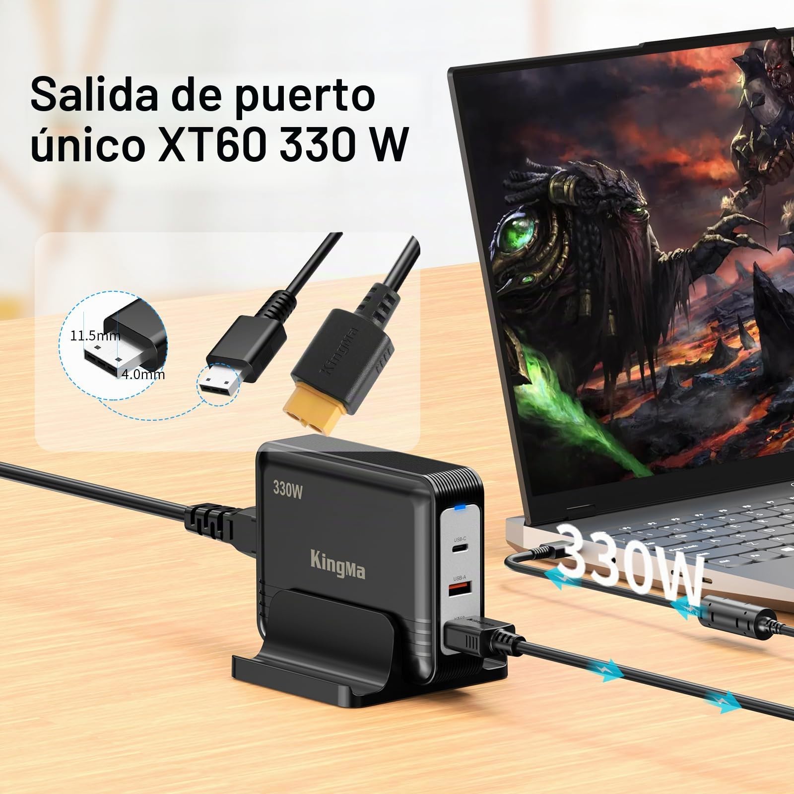 330W (20V/16.5A) Gaming Laptop Charger para MSI Vector GP6,PD 3.0 Cargador rápido Compatible con Cable de 11-40mm para Titan GT77 HX/Raider GE78 HX/StealthGS77/ Pulse GP68 HX
