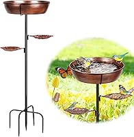 Olpchee Bronze Metal Bird Bath Outdoor - Rust-Proof Garden Birdbath Feeder with Removable Bowl, Heavy-Duty Base, Easy Install for Yard Lawn Decor