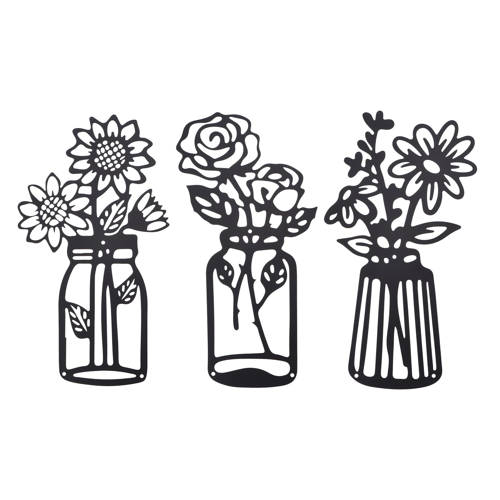 Lot de 3 décorations murales minimalistes en métal noir avec kit de vis fourni