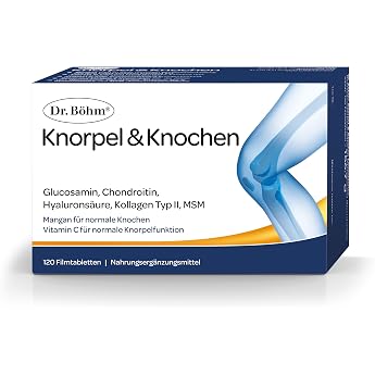 Dr B&ouml;hm Cartilage &amp; Bones, Collagen &amp; Glucosamine Chondroitin, 120 Tablets | With MSM, hyaluronic acid and vitamin C+D, gastr