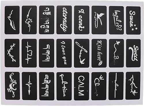 Miniatura 8 de 19 hojas de plantillas de tatuaje, plantillas de tatuaje impermeables temporales reutilizables con purpurina para arte corporal (12.2 x 9.1 in)  más