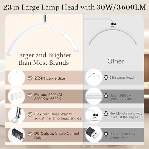 Miniatura 8 de Luz de pestañas, luz de media luna de 23 pulgadas para pestañas de pestañas, tecnología de uñas, tatuador y cuidado de la piel, lámpara de pestañas