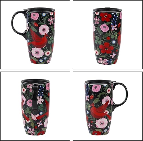 Miniatura 7 de Topadorn Taza de café de cerámica reutilizable, regalo para el hogar y la oficina, 17 oz. Taza de viaje de porcelana con tapa y asa, taza de té de