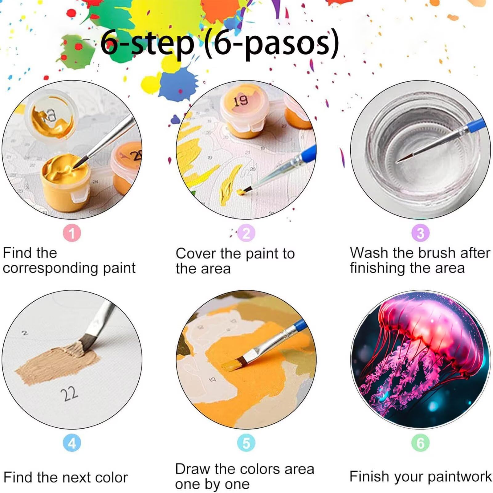 Pintar por Numeros Adultos Halobios, Pintar por Numeros Niños Kit Manualidades Adultos Medusa Cuadros para Pintar por Numeros Pintura Acrílico, Cuadros Decoracion Salon Modernos 80X160cm 7w-H-9