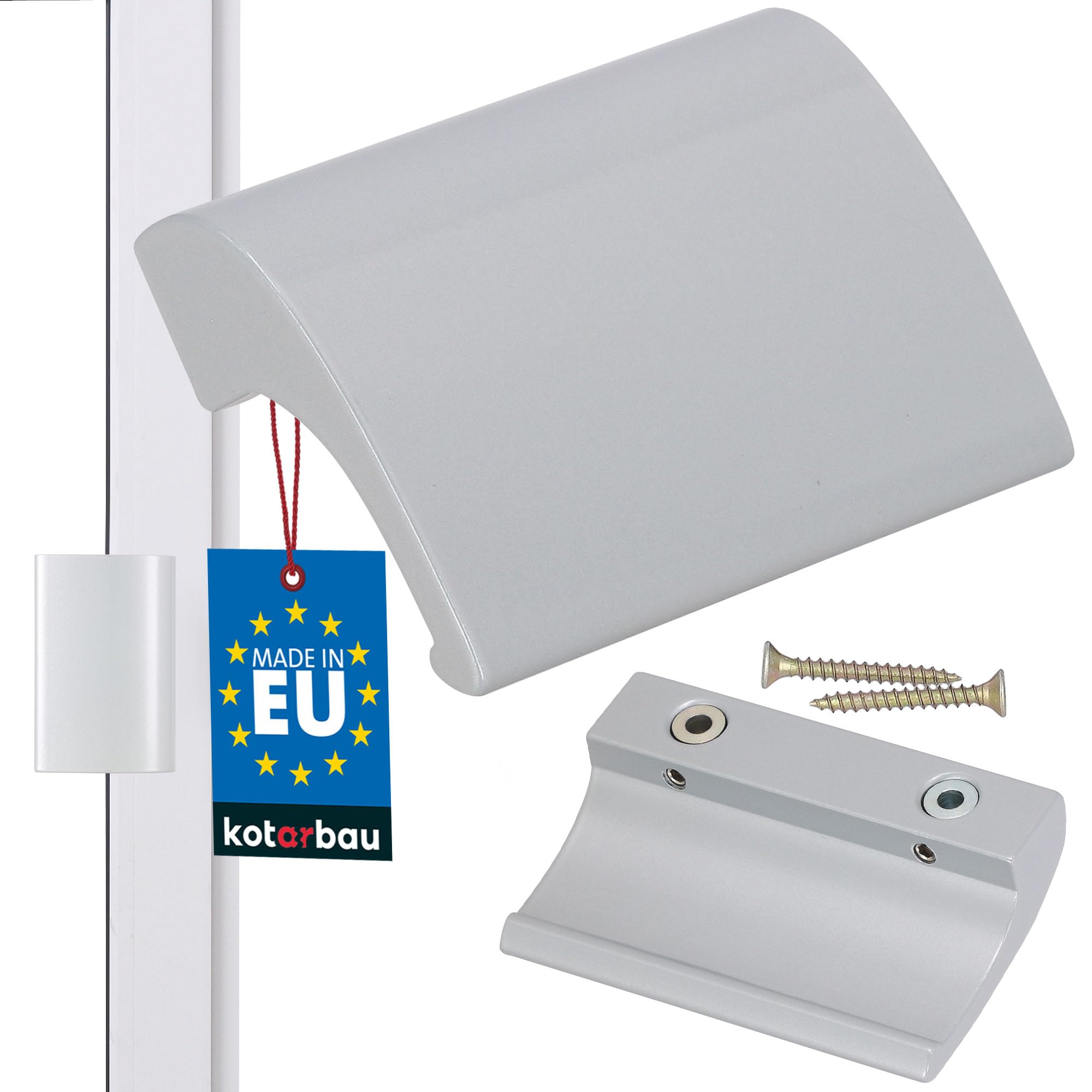 KOTARBAU® Manija para puerta de balcón, Tirador de puerta de terraza, Tirador de puerta plateado, Manilla para puerta balconera, Asa de agarre para fumadores, Manilla de aluminio para balcones