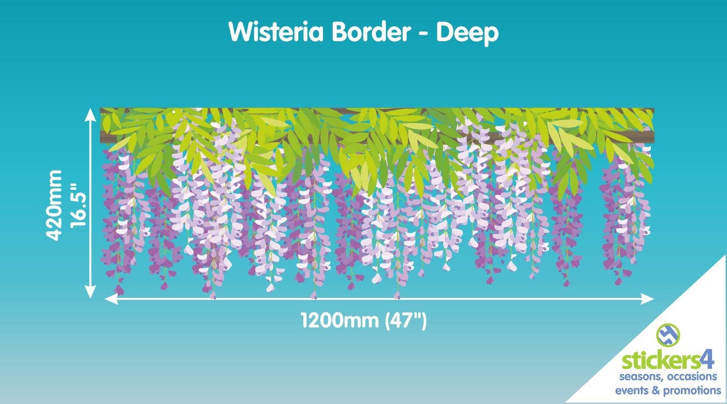 Autocollants pour fenêtre printemps ou été – Bordure florale de glycine avec fleurs et feuilles – Décoration de fenêtre saisonnière – Profond