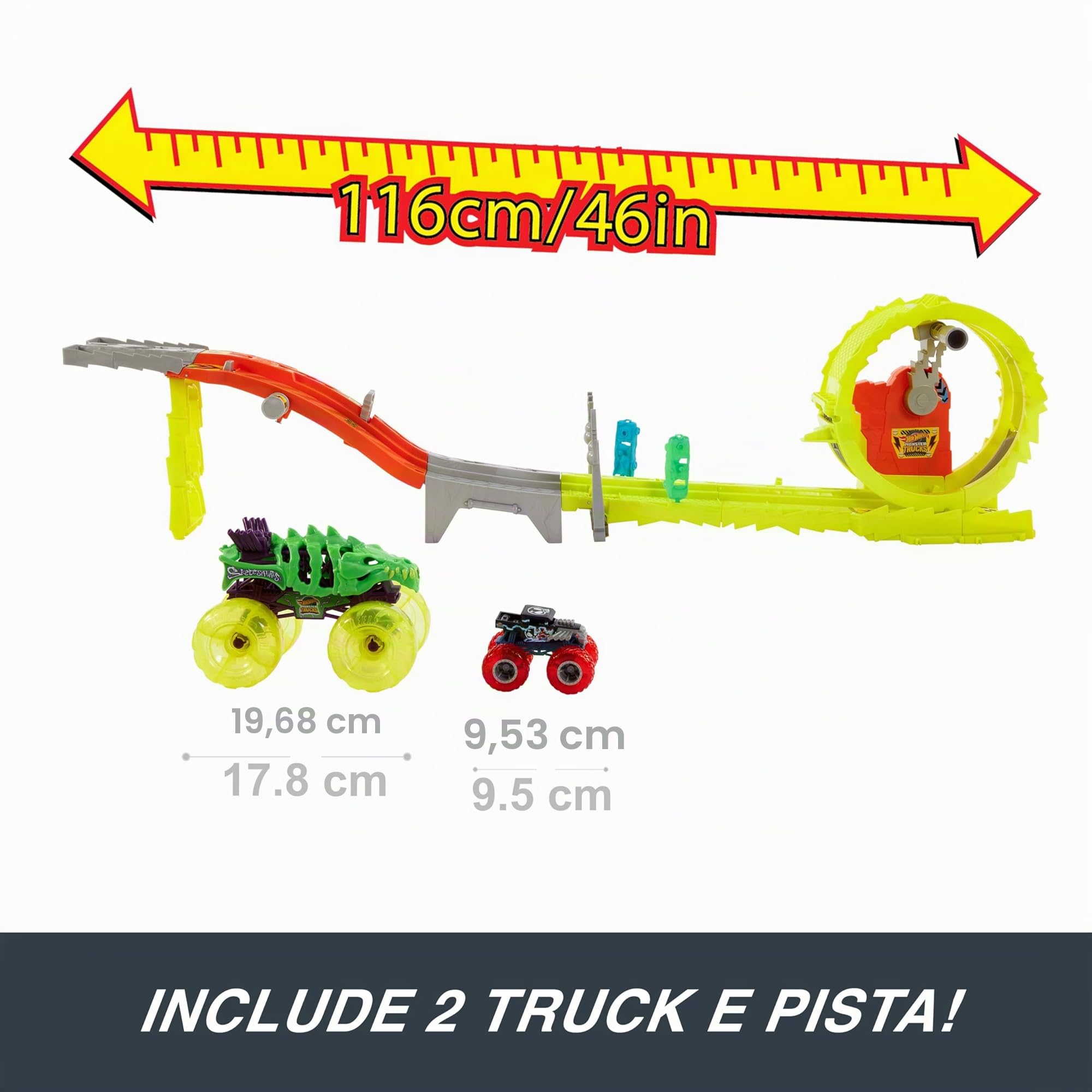 Hot Wheels Monster Trucks Charge & Chase Challenge e 2 Veicoli