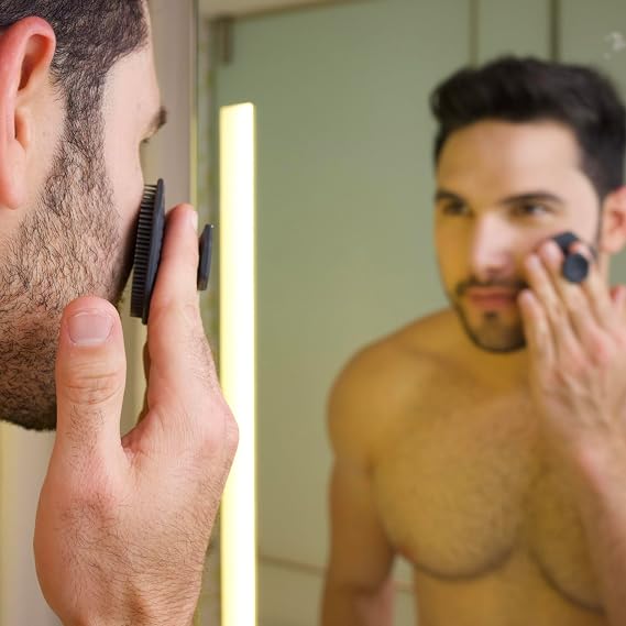 Cleverman Men's Face Scrubber Silicone Facial Cleansing Brush, Soft-Touch Massager for All Skin Types, Gently Exfoliates While Removing Dead & Dry Skin