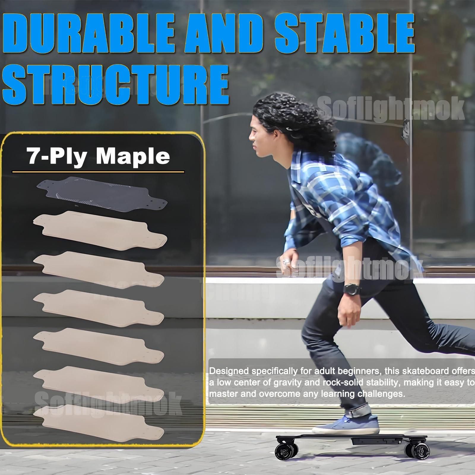 Planche à roulettes électrique Longboard pour Adultes 2026 Autonomie 30 Km Vitesse Maximale 25 Km/H