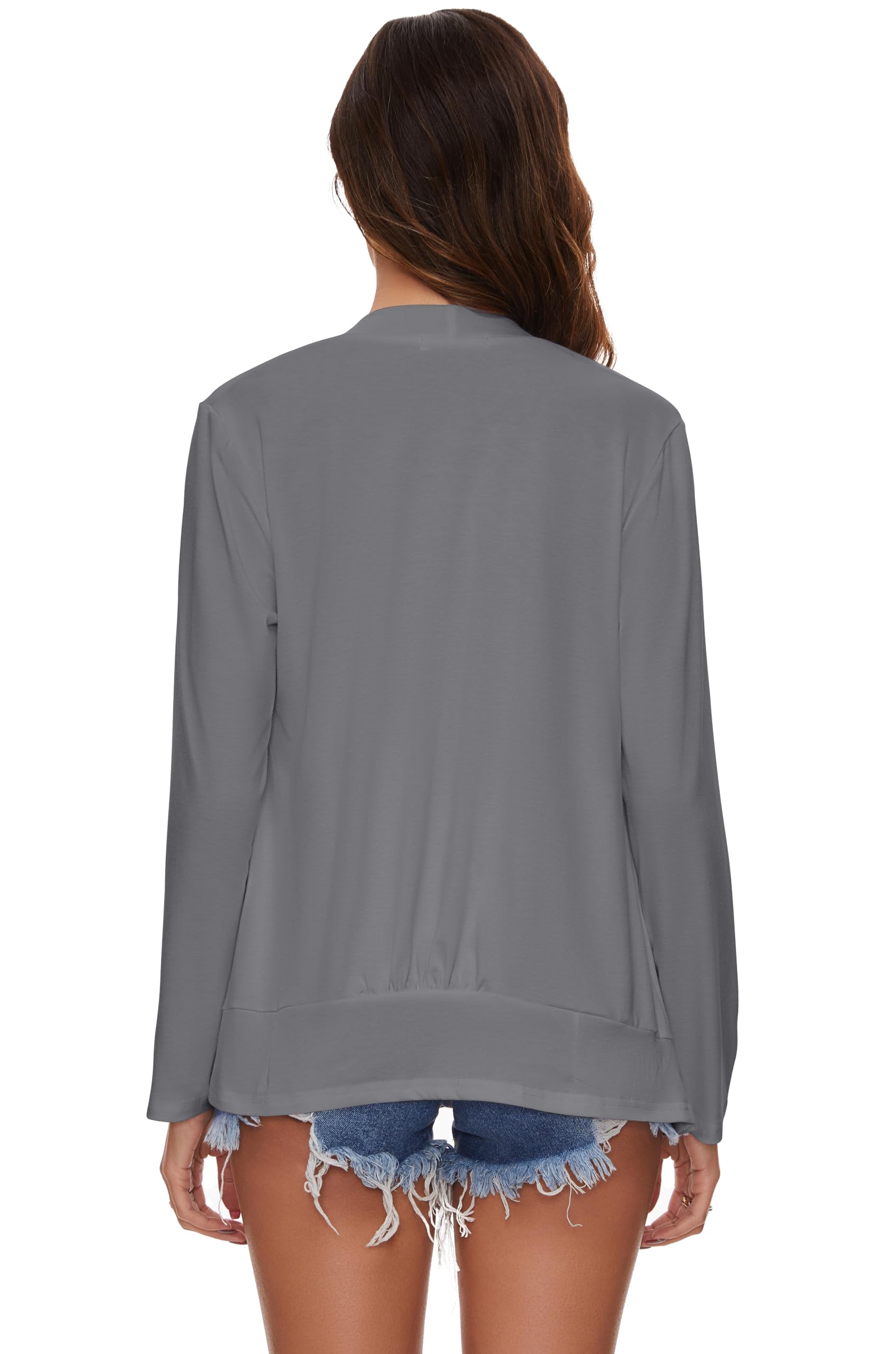 Cardigan Donna Lungo Giacca Leggero Maniche Lunghe Aperto Davanti Elegante Cardigan Orlo Irregolare
