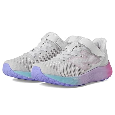New Balance Kids Fresh Foam Arishi v4 Bungee Lace with Top Strap (Little Kid) Kids Shoes Grey Matter/Mid Century Pink/Lilac Glow