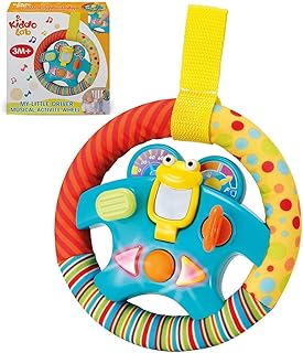KiddoLab Steering Wheel Toy with Music, Lights, and Flip-Up Mirror for Car Seats, Cribs & Strollers (3+ Months)