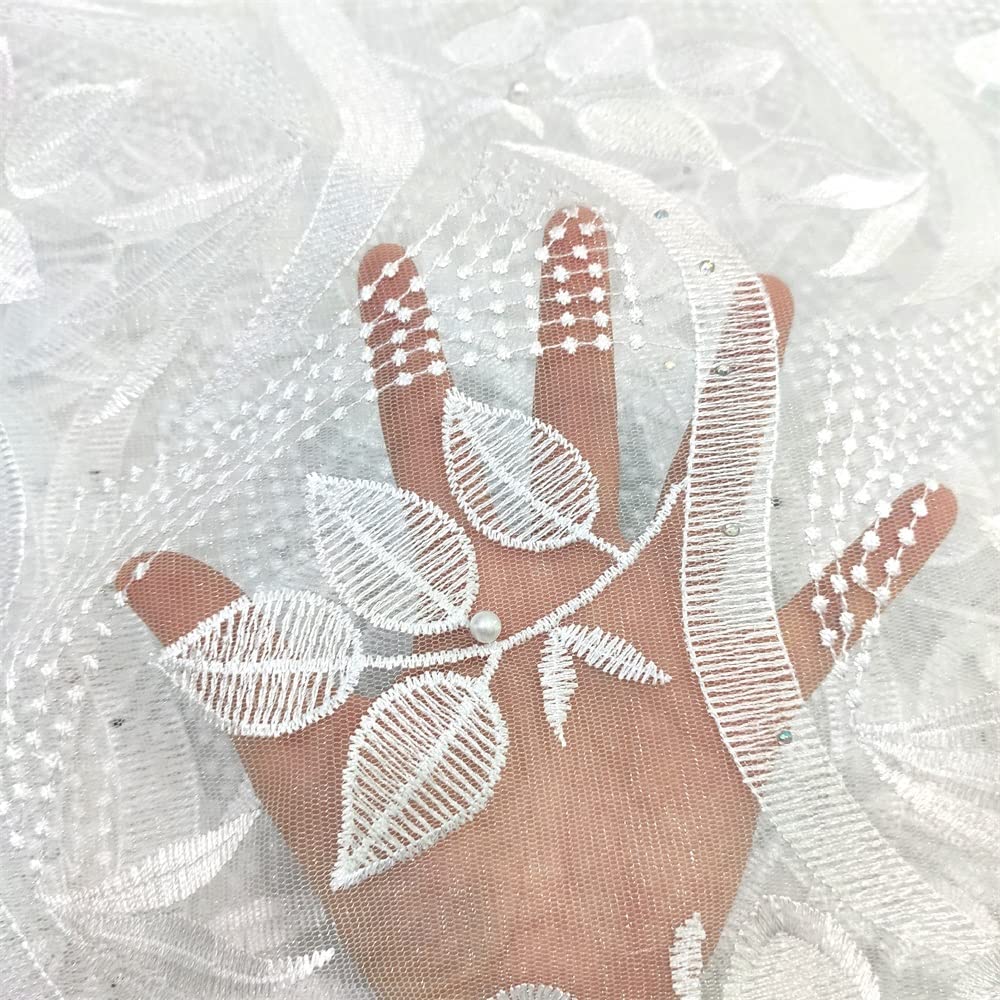 LadyQ Tulle Lace Fabric 2023 Swiss African Lace Materials African Party French Net Lace Fabric with Stones 842 LD