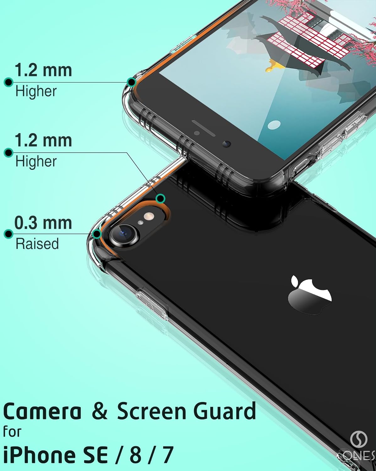 ONES for iPhone SE3 SE2 SE 8 7 Case Clear, Slim Soft TPU Silicone Cover, Military Drop Protective Thin Phone Bumper Case with Shockproof Airbags, Yellowing Resistant, Transparent - Image 5