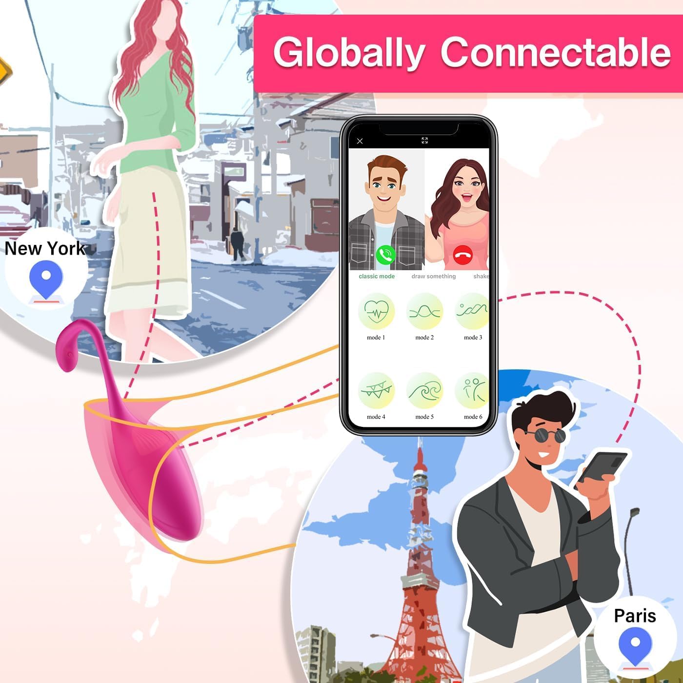 Vibratore Portatile a 10 Modalità conTelecomando Bluetooth, vibratore in Silicone con Sincronizzazione Musicale Partner & App Control,per Donna Stimolatore Capezzolo&Punto G Giocattoli Sessuali