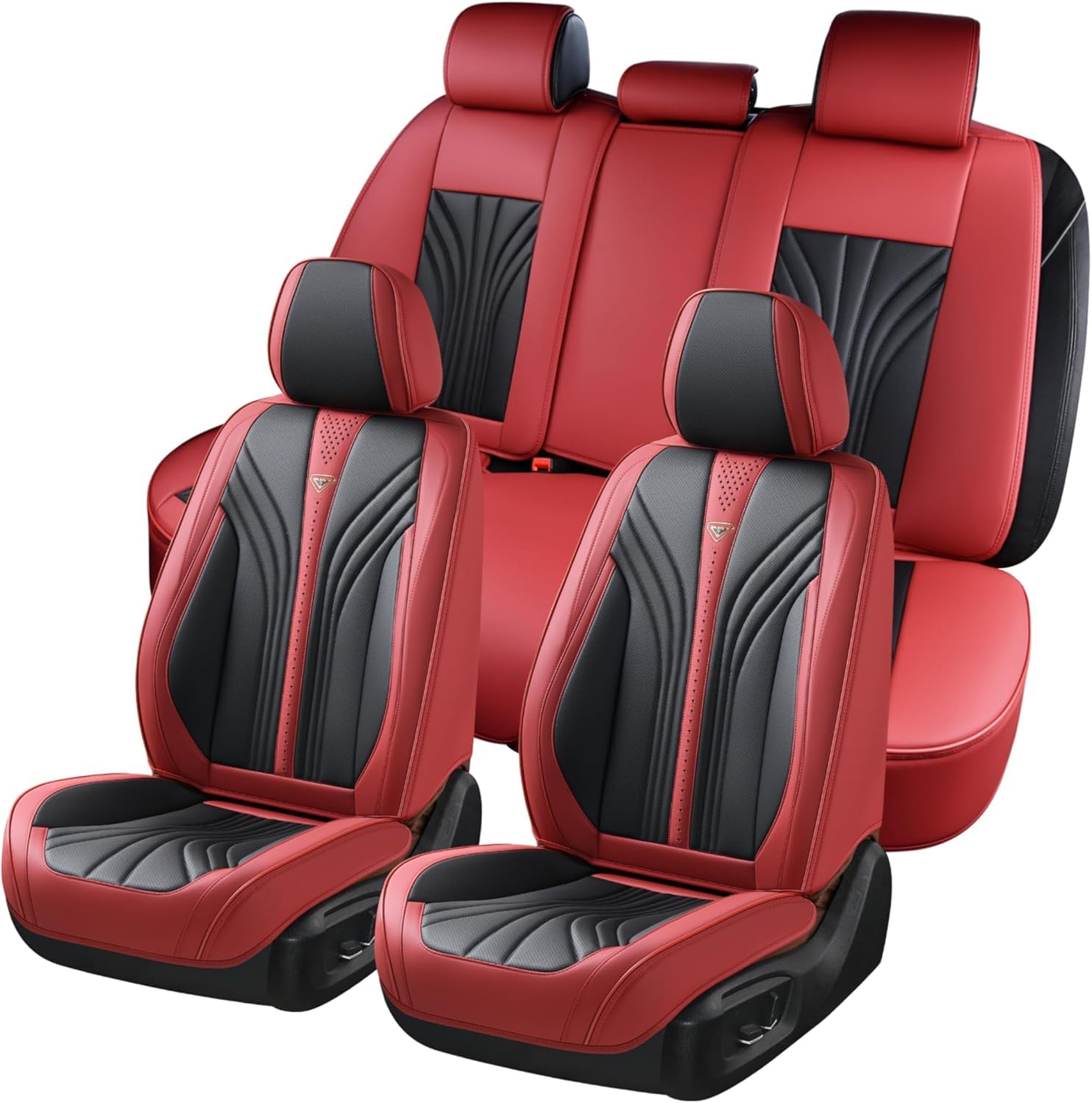 FLORICH Autositzbezüge Set PU Leder Vordersitze und Rückbank, wasserdichte Autositzauflage Universelle Passform für 95% Limousine, SUV, Pickup, Van