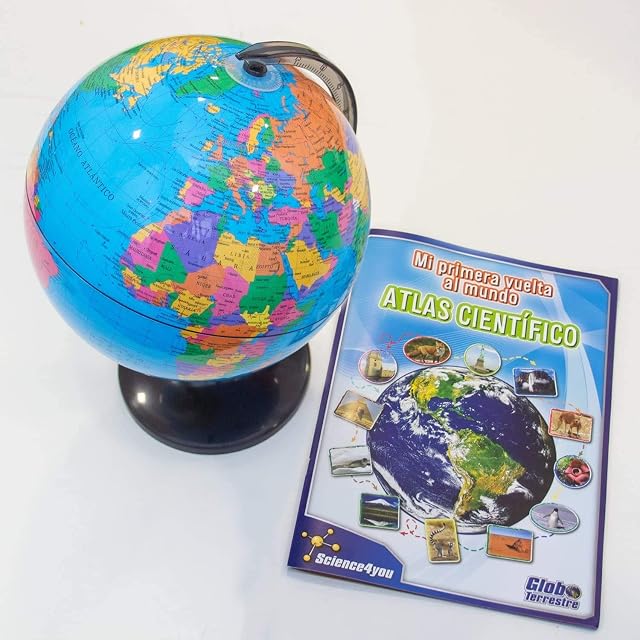 Foto 2 de 6 de Science4you - Globo Terráqueo y Atlas Mundial, Libro Educativo, Globo Girable para Niños 6 7 8 9 10 Años