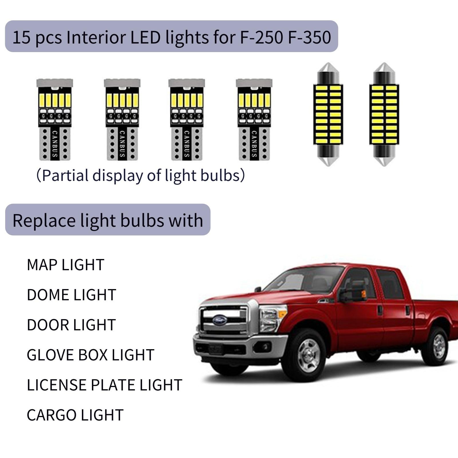 AUTOGINE Kit De 14 Luces LED Interiores Blancas Compatibles Con F250