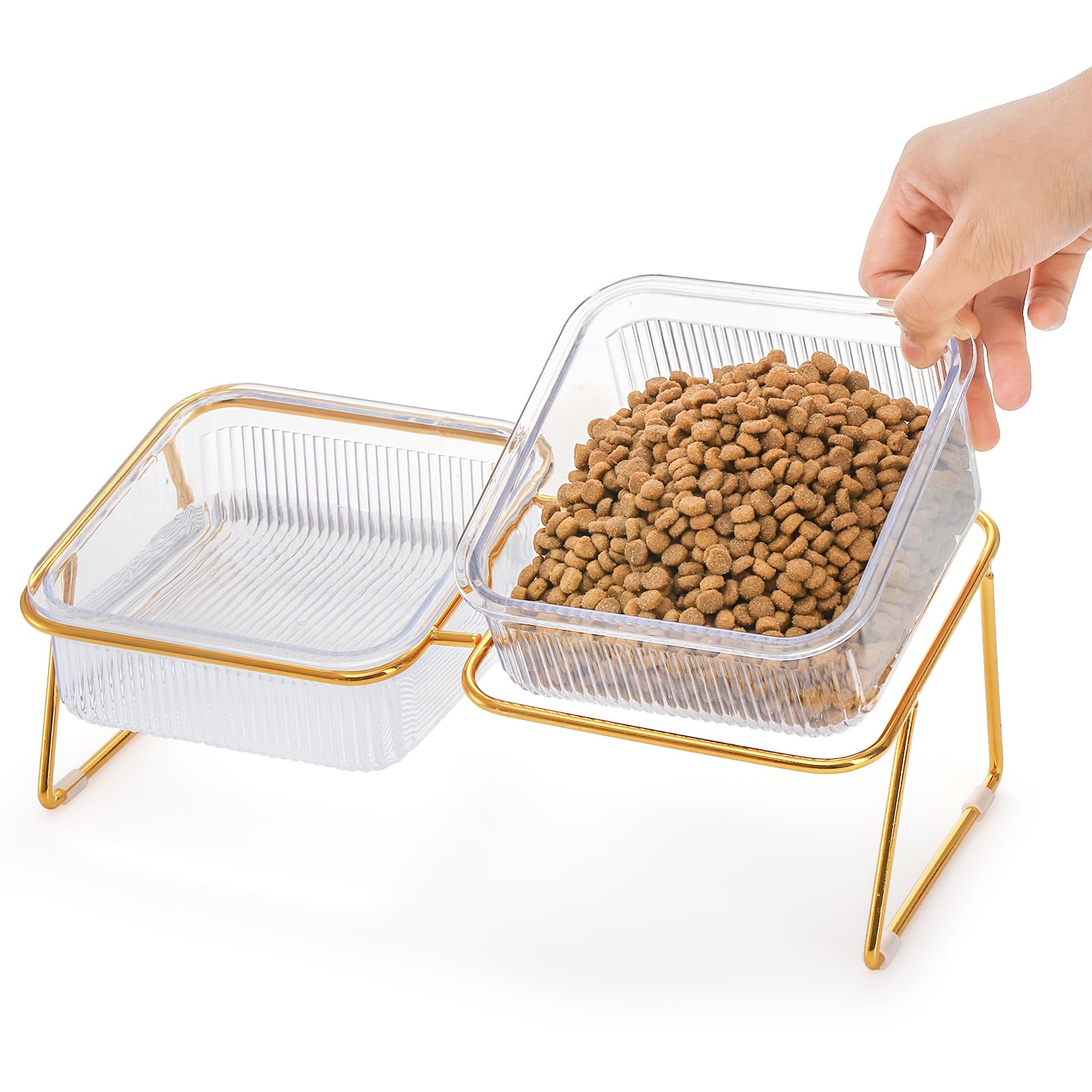 Ensemble de gamelles surélevées pour chats – 15 bols surélevés inclinés avec support en fer, plats anti-vomissements pour chats d'intérieur et chiots – 708,7 g
