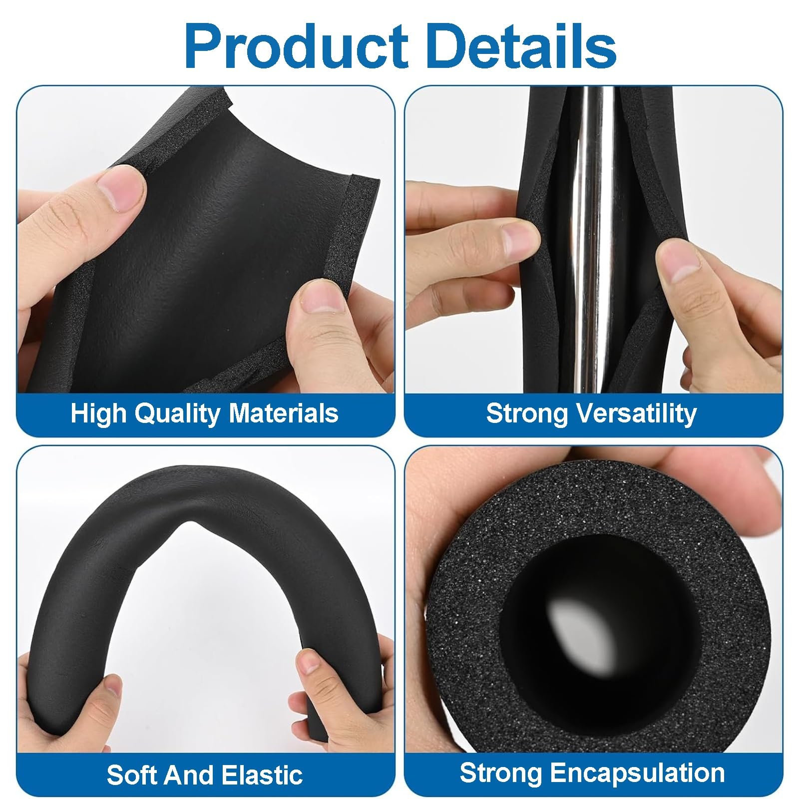 Tubo Isolante Termico Per Tubi,Isolamento Tubi Acqua,Tubo In Gommapiuma Per Estern Bagno,Isolante Per Tubature Antigelo,Isolante In Schiuma Per Tubo,Per Tubi Dell'Acqua Calda E Fredda ( Color : Black