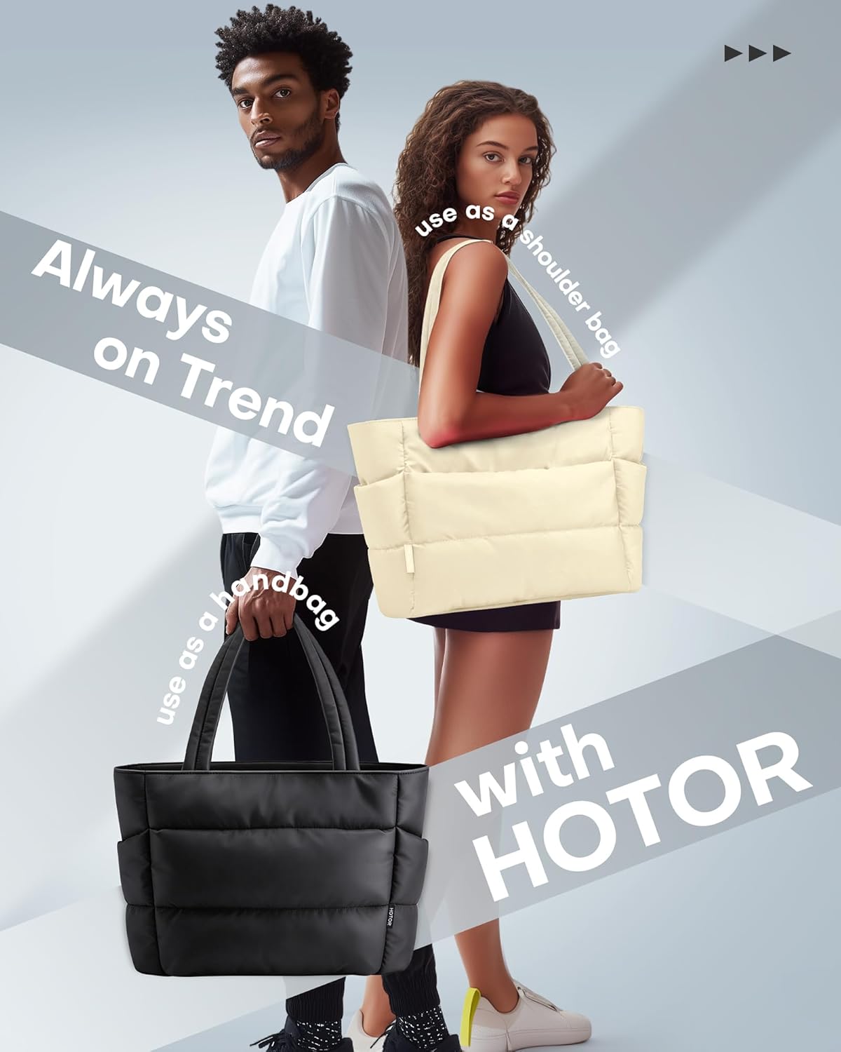 HOTOR Puffer Tote Bag for Women, Nurses - Multi-Pocket Lightweight Bag for Work - Quilted Handbag for Travel and Gym - Image 5