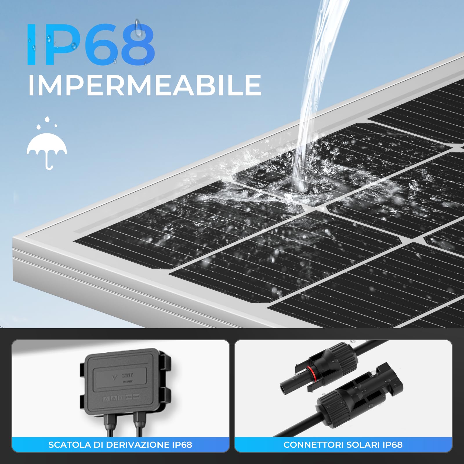 Pannello solare 240W, modulo PV 12V, tecnologia SMBB, modulo solare monocristallino ad alta efficienza, pannello solare con telaio in alluminio, ideale per impianto di alimentazione da(120W*2)