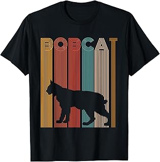 Bobcat Vintage Retro Bobcat T-Shirt Unisex-Adults Black Small Classic Fit Crew Neck Short Sleeve Animal Themed T-Shirt