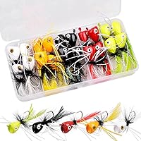 Vista 1 de Kits de señuelos para pesca con mosca, Topwater Popper Fly Fishing Bass Crappie Fly Fishing Poppers Surtido para trucha Salmón