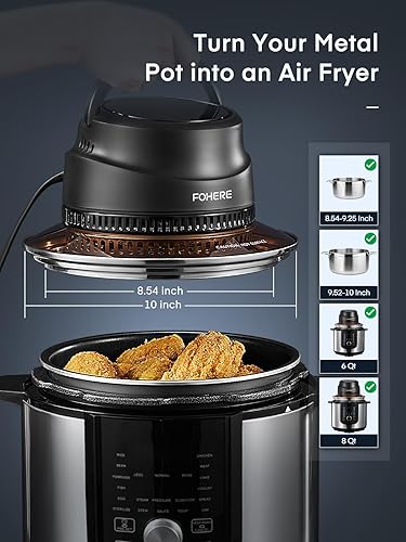 Miniatura 7 de Tapa de freidora de aire para olla instantánea de 6 cuartos de galón  8 cuartos de galón, 7 en 1 con pantalla táctil LED, convierte tu olla a