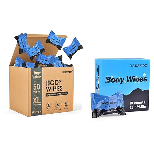 YAKAMOZ Toallitas corporales grandes para adultos, sin enjuagues, para campamento, gimnasio, deporte, senderismo, viajes, vida diaria, refrescantes