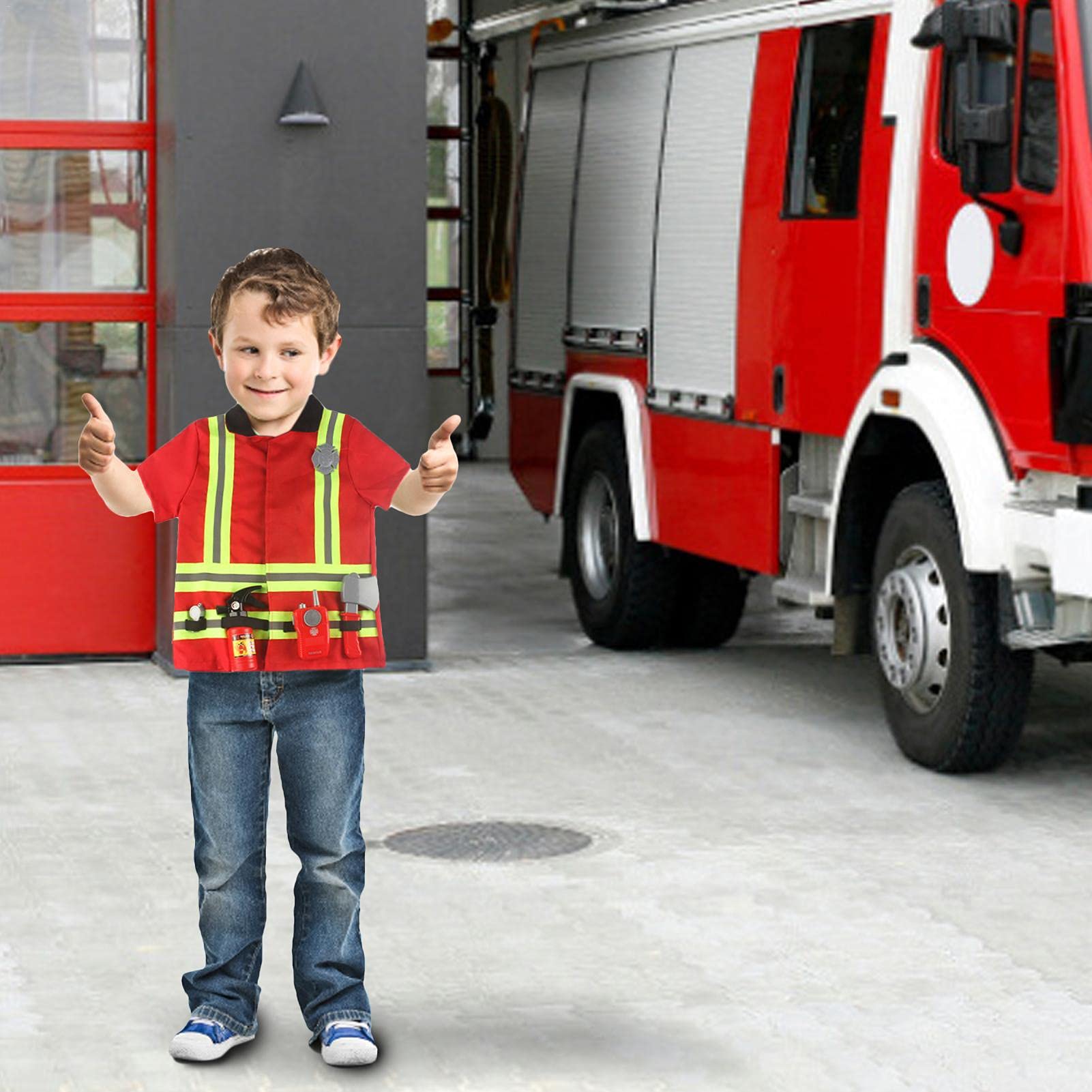 Amazon.co.jp: [Horypt] 消防士 子供 コスプレ 7点セット コート 帽子