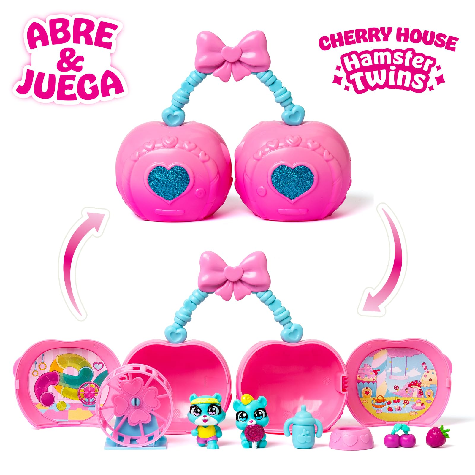 Cherry Pets – Cherry House Hamster Twins. Casita en Forma de Cereza: Incluye 1 Cherry House, 2 Gemelos exclusivos y 5 Accesorios — view 2