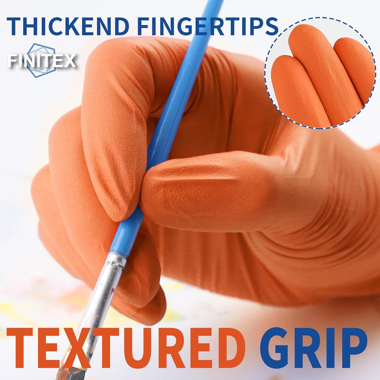 FINITEX Nitrile Disposable Gloves - Orange, 3.5mil, 100PCS, Powder-Free, Latex-Free, Medical & Food Use - Image 2