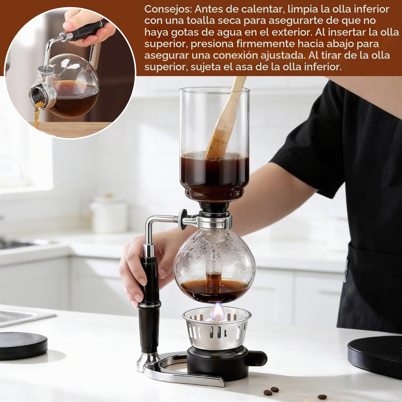 Cafetera Elaborada A Mano, Base Estable Tipo Sifón Verter Sobre La Cafetera Goteador De Café Cafeteras Para Café Frío Máquinas De Café Cafetero Espresso Cafetero De Sifón Para La Oficina En El Hogar
