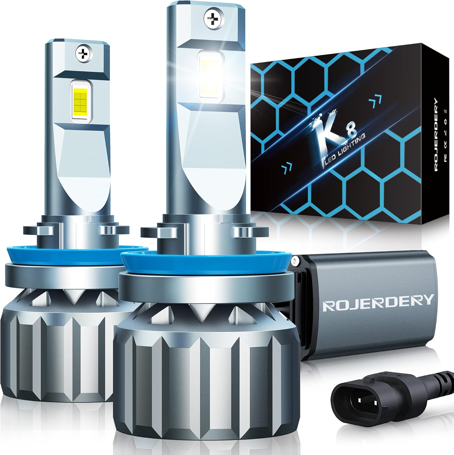 ROJERDERY H11 LED Headlight Bulbs, 6000K Cool White Super Brightness