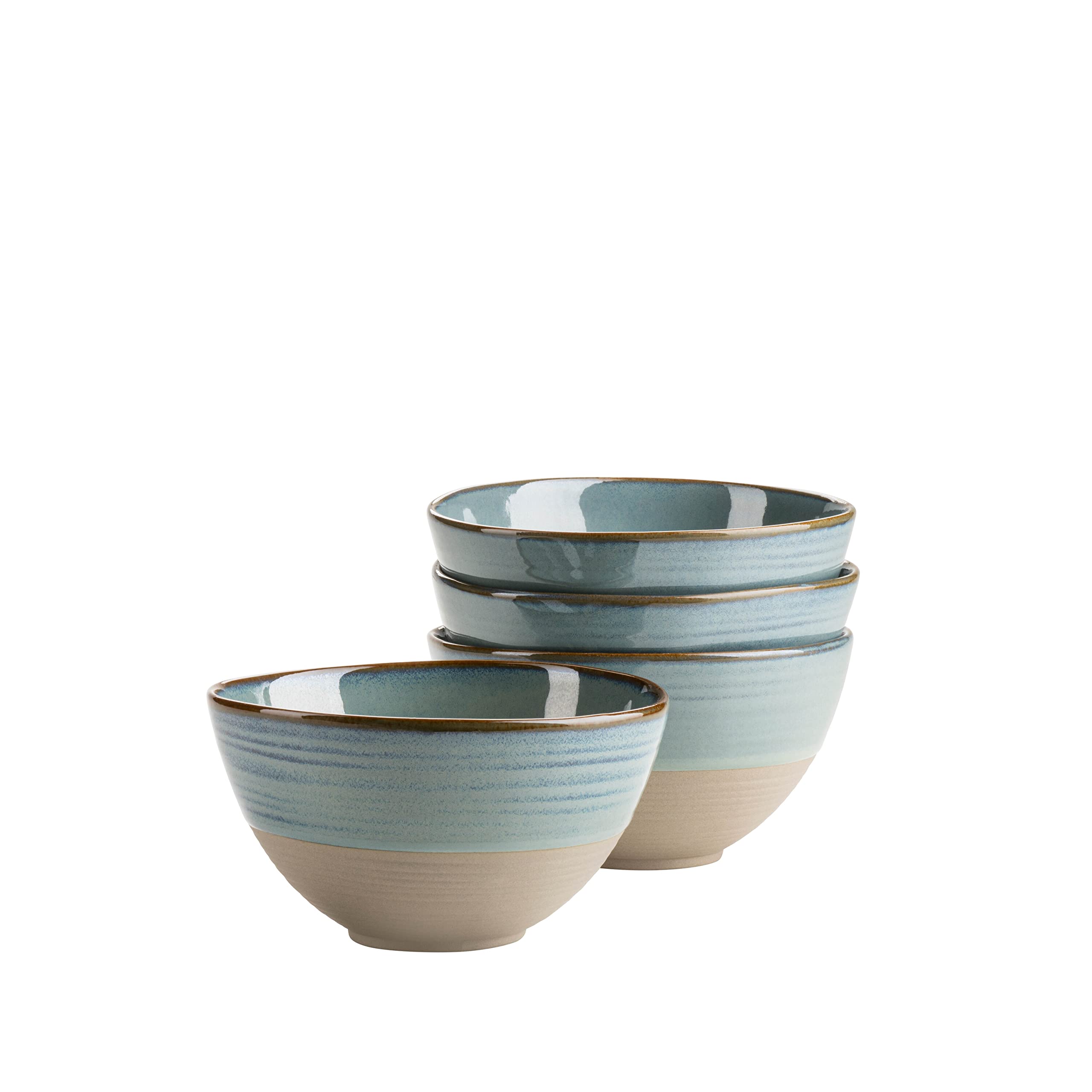 MÄSER Série Nottingham Lot de 4 bols à céréales avec jeu de lignes en filigrane et glaçure élégante, 4 bols en céramique au look vintage moderne, grès, beige