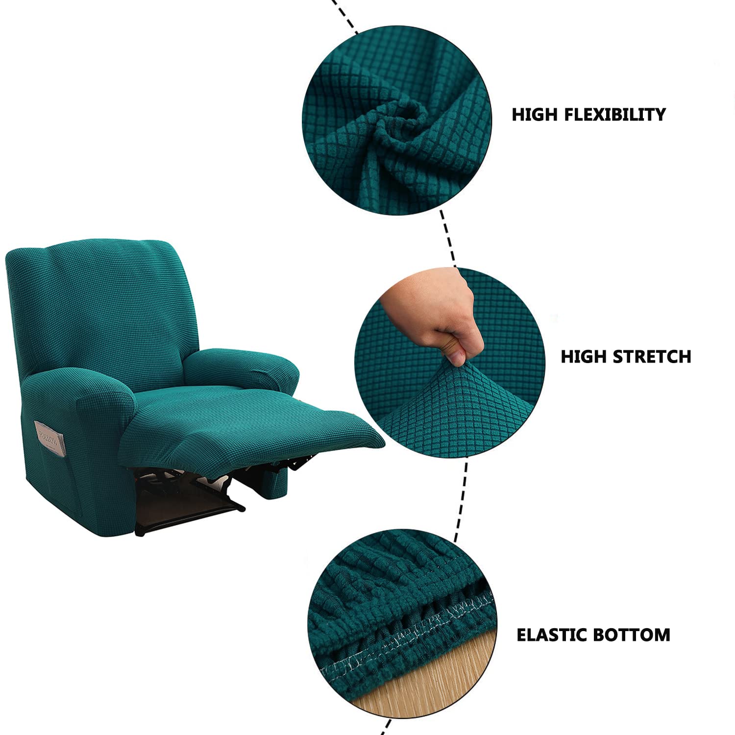 Stretch Sessel-Überwürfe Sesselschoner Sesselauflage Sesselüberzug dehnbarer elastischer Sesselbezug waschbarer Spandex Sofabezug in Unifarbe mit Tasche für Wohnzimmer und Schlafzimmer – Bordeauxrot